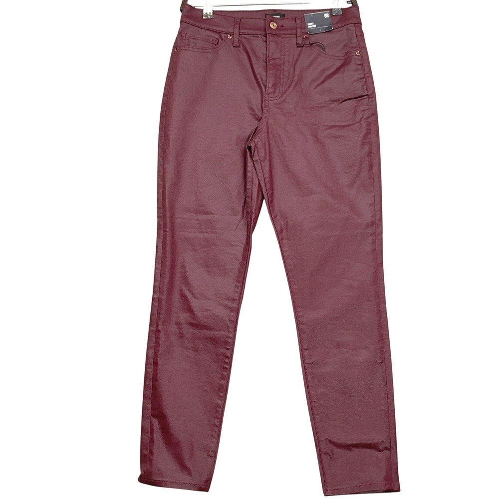 Express Skinny Jeans Women 8R Burgundy‎ Coated High Rise Rock Stretch Cotton